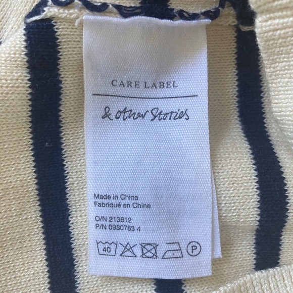 Paris Atelier & Other Stories Relaxed Collar Sweater NWOT Intarsia Knit Stripe - Picture 8 of 10